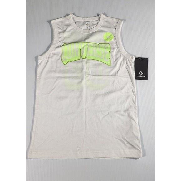 Converse Other - Converse All Star Tank Top Sleeveless Graphic White Neon Green Youth Size M